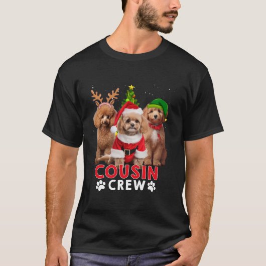 T-shirt Drôle Poodle Cousin Crew Christmas Tree Xmas Chien (Devant)