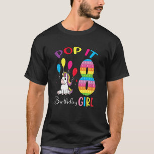 T-shirt Drôle Pop It 8th Birthday Girl Fidget Pop Avec Cou