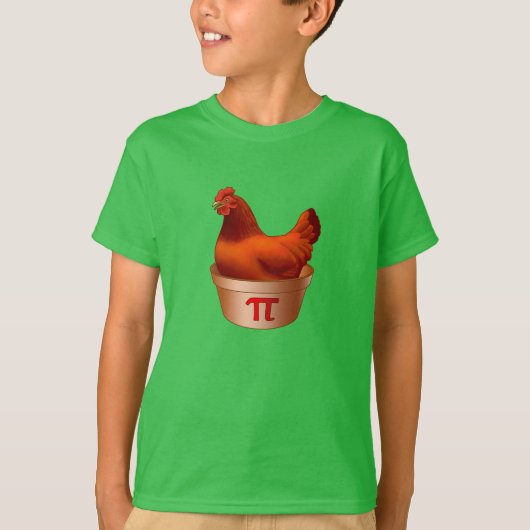 T-shirt Drôle Pot De Poulet Pi (Pie) Rouge Hen (Devant)