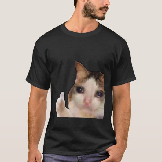 T-shirt Drôle Pouce Triste Up Chat Meme Pleurant Kitten Lo (Devant)