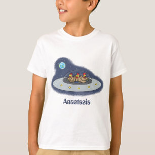 T-shirt Drôle poule dans l'espace dessin animé