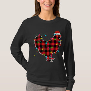 T-shirt Drôle Poulet de Noël Arbre Rouge Plaid Xmas Animal