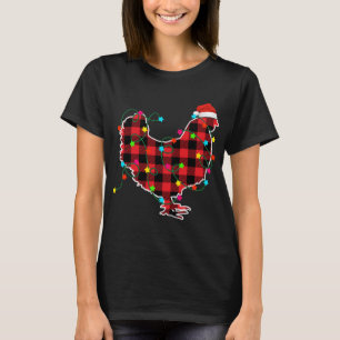 T-shirt Drôle Poulet de Noël Arbre Rouge Plaid Xmas Animal