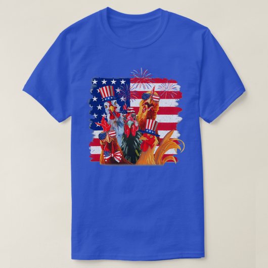 T-shirt Drôle Poulet-nous Drapeau Amérique   (2)  (Design devant)