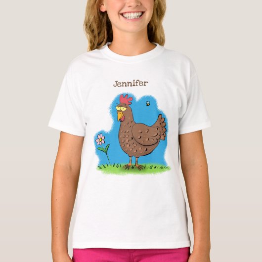 T-shirt Drôle poulet rustique whimsical dessin animé (Devant)