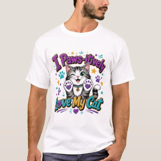 T-shirt drôle pour amoureux de chats 'J'aime mon c
