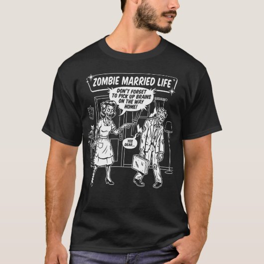 T-shirt drôle pour couples mariés zombie (Devant)