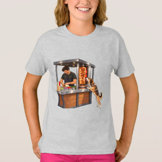 T-shirt drôle pour enfants avec un chien affamé au