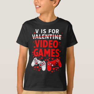 T-shirt drôle pour femme V est pour jeux vidéo pou