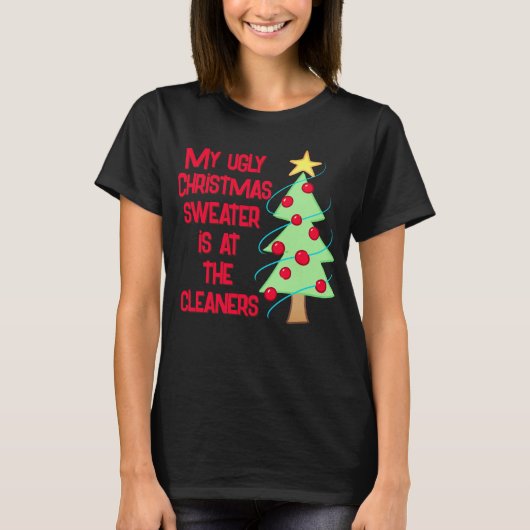 T-shirt drôle pour femmes avec un pull de Noël moc (Devant)