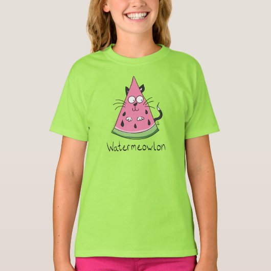 T-shirt drôle pour fille au chat pastèque (Devant)