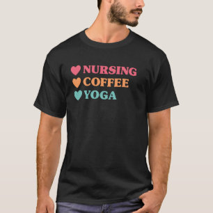 T-shirt drôle pour infirmières café yoga manches l