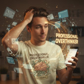 T-shirt Drôle professionnel Overthinker Cartoon de cerveau