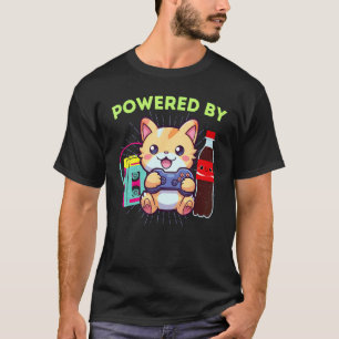 T-shirt Drôle Propulsé Par Gamer Cat Soda Pop & Les 80s