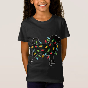 T-Shirt Drôle Pugglegel Chien arbre lumières Noël Noël Noë