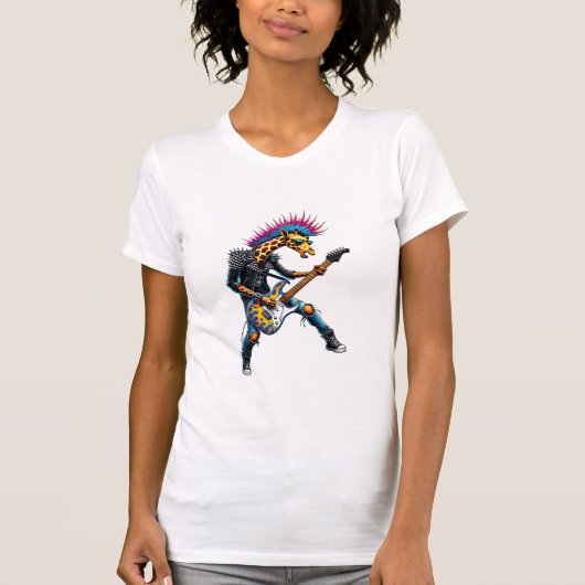 T-shirt Drôle Punk Giraffe, Rock'n Roll Goth Giraffe, Guit (Devant)