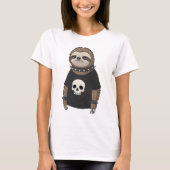 T-shirt Drôle Punk Rock Emo Sloth avec graphique crâne (Devant)