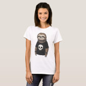 T-shirt Drôle Punk Rock Emo Sloth avec graphique crâne (Devant entier)