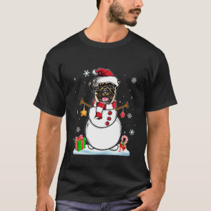 T-shirt Drôle Pyjama de Noël Carlin Chien Père Noël Snowma