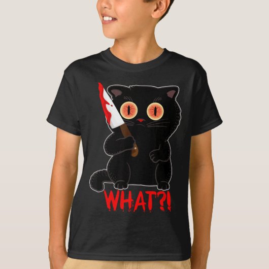 T-shirt Drôle Que_ Y Chat Halloween Noir Poignarde Des Cha (Devant)