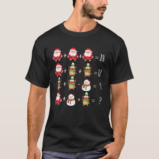 T-shirt Drôle Quiz Math Enseignant Père Noël Reindeer Noël (Devant)