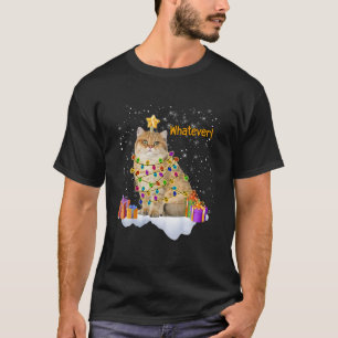 T-shirt Drôle Quoi Que Fou Chat Fâché Feux de Noël No