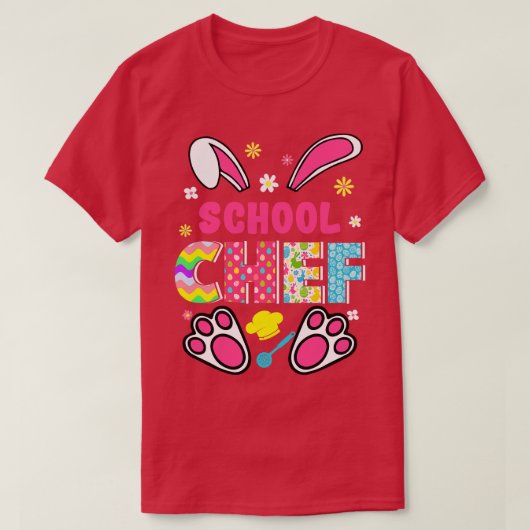 T-shirt Drôle Rabbit Chef de l'école Jour de Pâques Oeufs (Design devant)