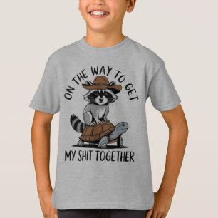 T-shirt Drôle Raccoon Design Sur Le Chemin De Rassembler M