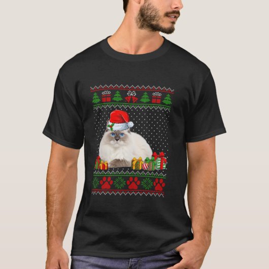 T-shirt Drôle Ragdoll Chat Santa Hat Vilain Chandail de No (Devant)