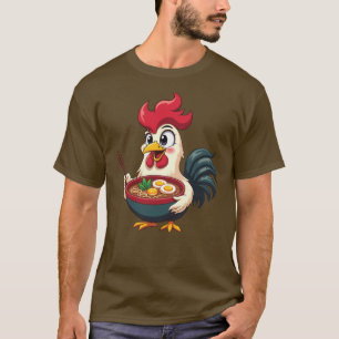 T-shirt Drôle Ramen Rooster - Joli Poulet Manger Des nouil