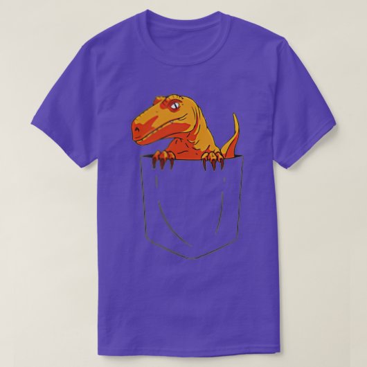 T-shirt Drôle Raptor Velociraptor à Pocket Dinosaur (Design devant)