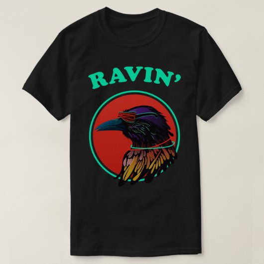 T-shirt Drôle Raving Raven Wingspan Birning (Design devant)