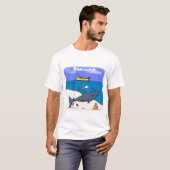 T-shirt Drôle requin couché et dessin animé de pêche (Devant entier)