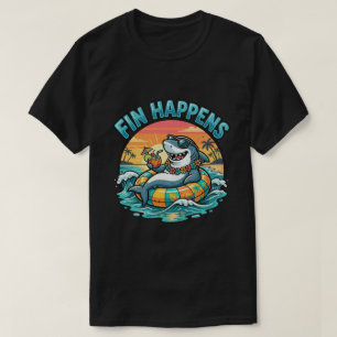T-shirt Drôle Requin de plage Happens Graphique Hawaïen