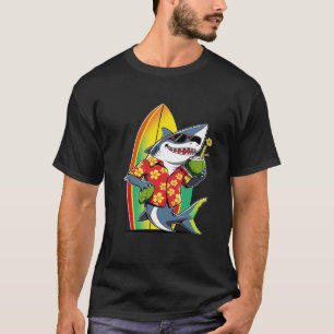 T-shirt Drôle Requin hawaïen Boire de la noix de coco Hawa