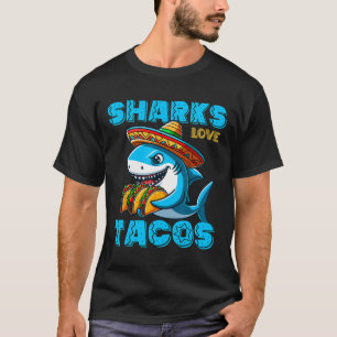 T-shirt Drôle Requin Mexicain Manger Tacos Nourriture Requ