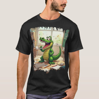 T-shirt Drôle Retourner à l'école Dinosaure manger les dev