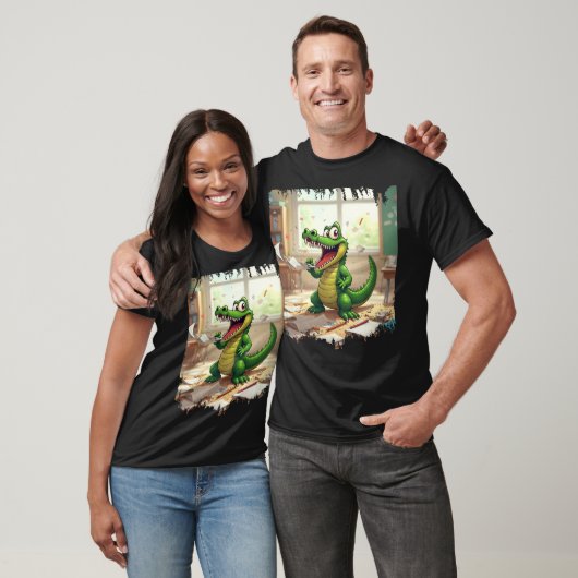 T-shirt Drôle Retourner à l'école Dinosaure manger les dev (Unisexe)