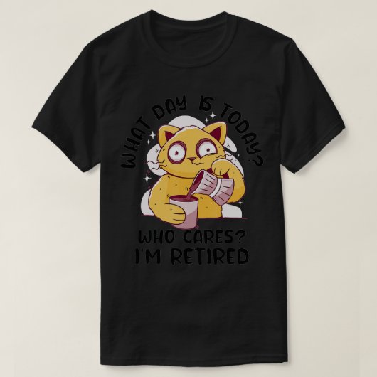 T-shirt Drôle Retraite Chat Café Lover Humour Retraité M (Design devant)