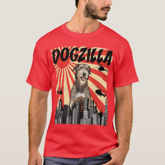 T-shirt Drôle Rétro Chien Japonais Dogzilla Irish Wolfhoun