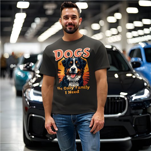 T-shirt Drôle Retro 'Chiens sont la seule famille dont j'a