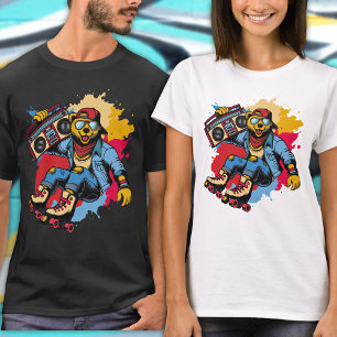 T-shirt Drôle Retro Cool Bear Roller Hip hop de dessin de 