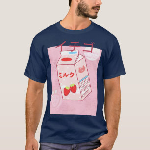 T-shirt Drôle Retro Japonais Kawaii Lait fraise Shake