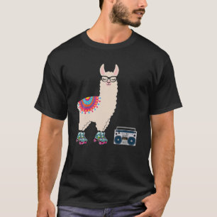 T-shirt Drôle Retro Llama Roller Skate Derby Les années 70