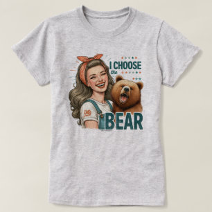 T-shirt drôle rétro pour fille – Je choisis l'ours