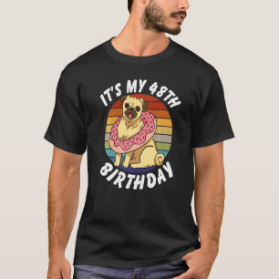T-shirt drôle rétro vintage Pug et donut 48 ans