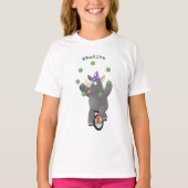 T-shirt Drôle rhinocéros mignon jonglant sur monocycle (Devant)