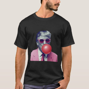 T-shirt Drôle Rose Donald Trump Bubble Gum Yum Tee