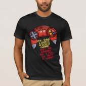 T-shirt Drôle Rouge Joystick Fête des pères Noir (Devant)