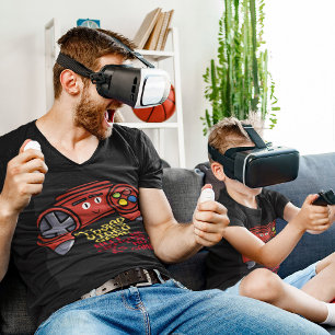 T-shirt Drôle Rouge Joystick Fête des pères Noir